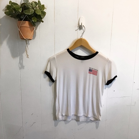 Forever 21 Tops - Forever 21 White American Flag Ringer Tee!
